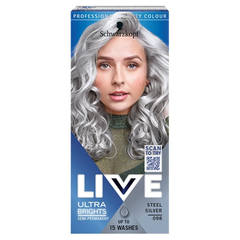 Vopsea de par Schwarzkopf 098 Steel Silver, 80ml, Live — preț și oferte