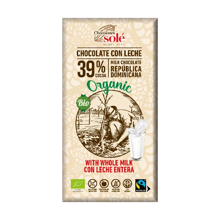 Ciocolata bio cu lapte, 100 g, Chocolates Sole — preț și oferte