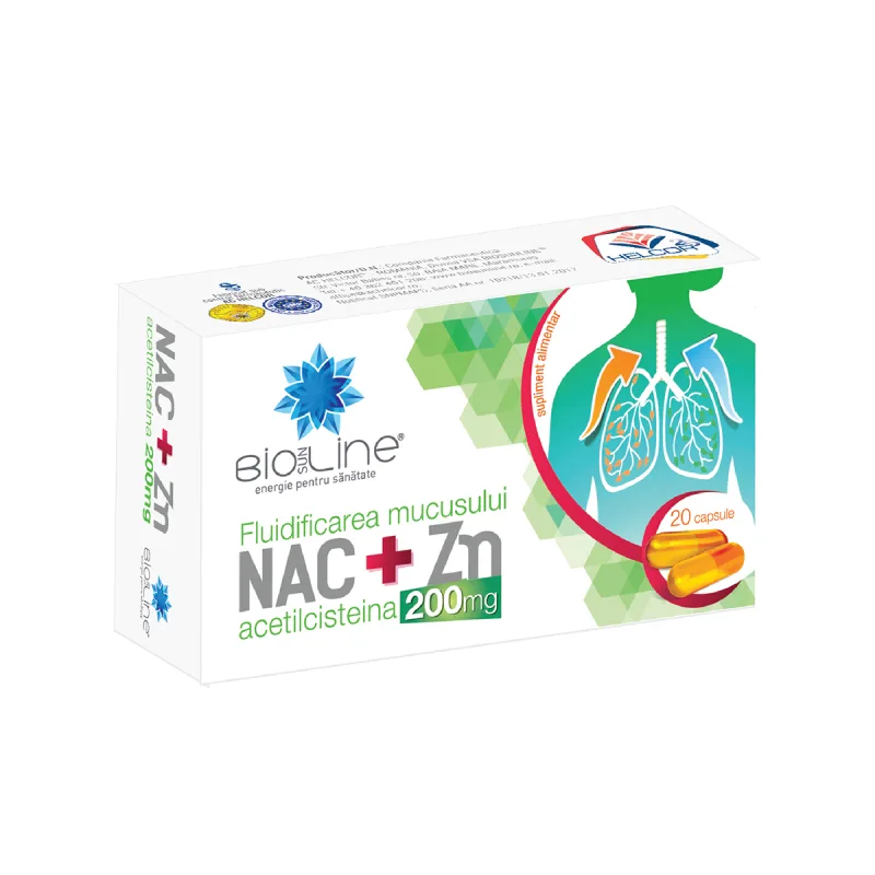NAC+Zn 200mg, 20 capsule, BioSunLine — preț și oferte