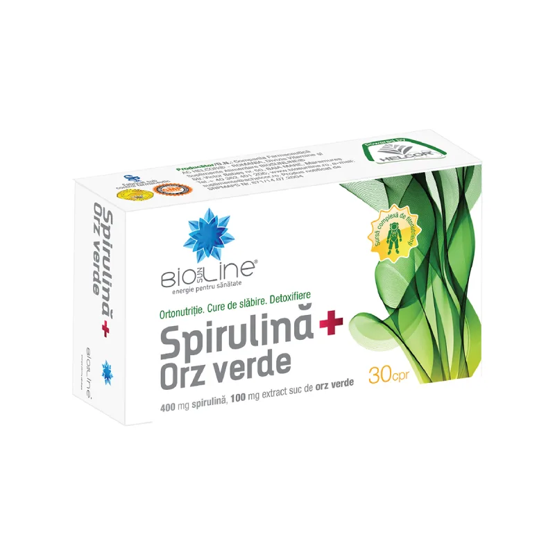 Spirulina + Orz verde, 30 comprimate, BioSunLine — preț și oferte