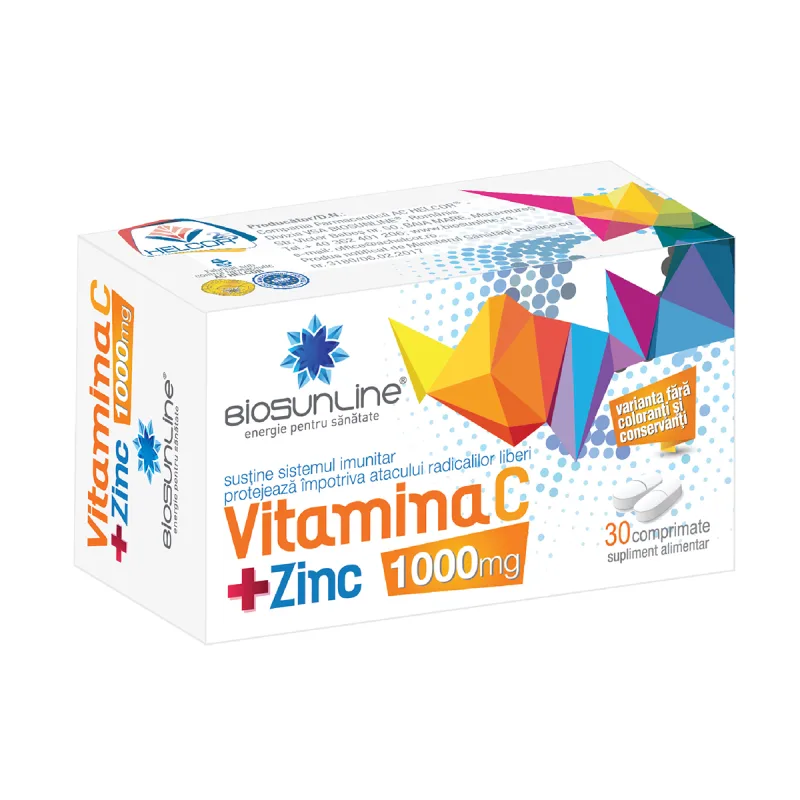 Vitamina C 1000mg + Zinc, 30 comprimate, BioSunLine — preț și oferte