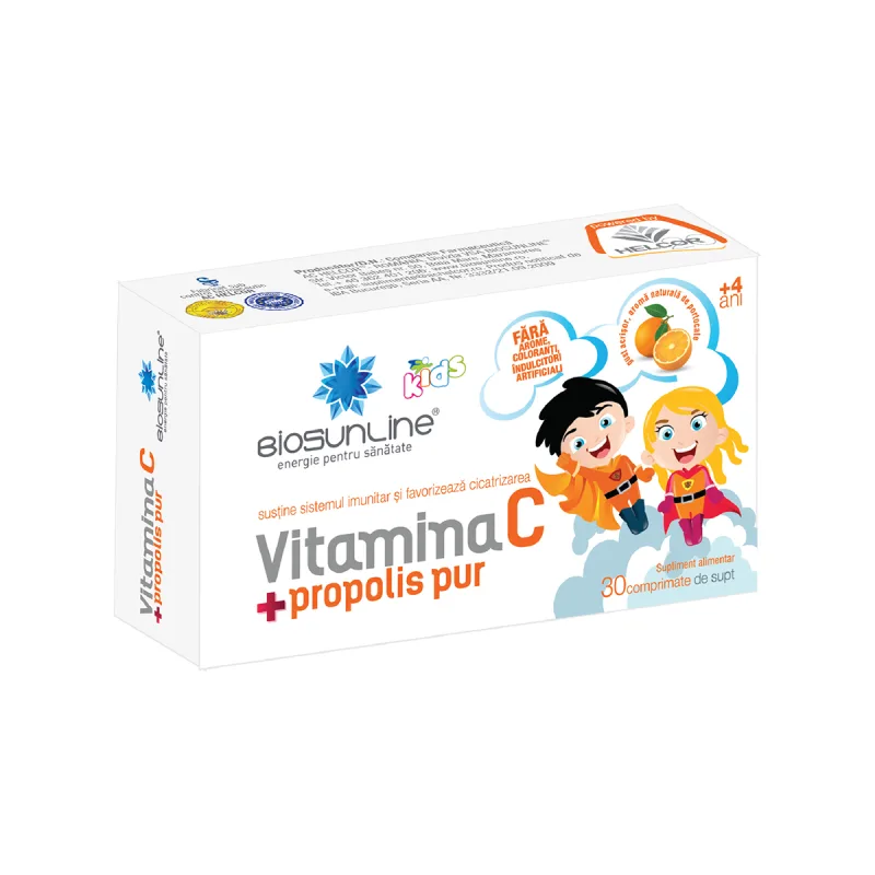 Vitamina C cu propolis pentru copii, 30 comprimate de supt, BioSunLine — preț și oferte