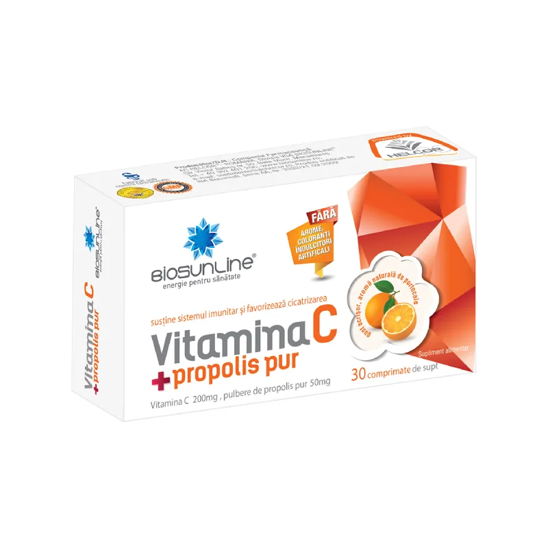 Vitamina C cu propolis, 30 comprimate de supt, BioSunLine — preț și oferte