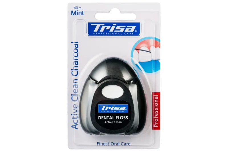 Ata dentara Active Clean Charcoal Mentolata, 40m, Trisa — preț și oferte