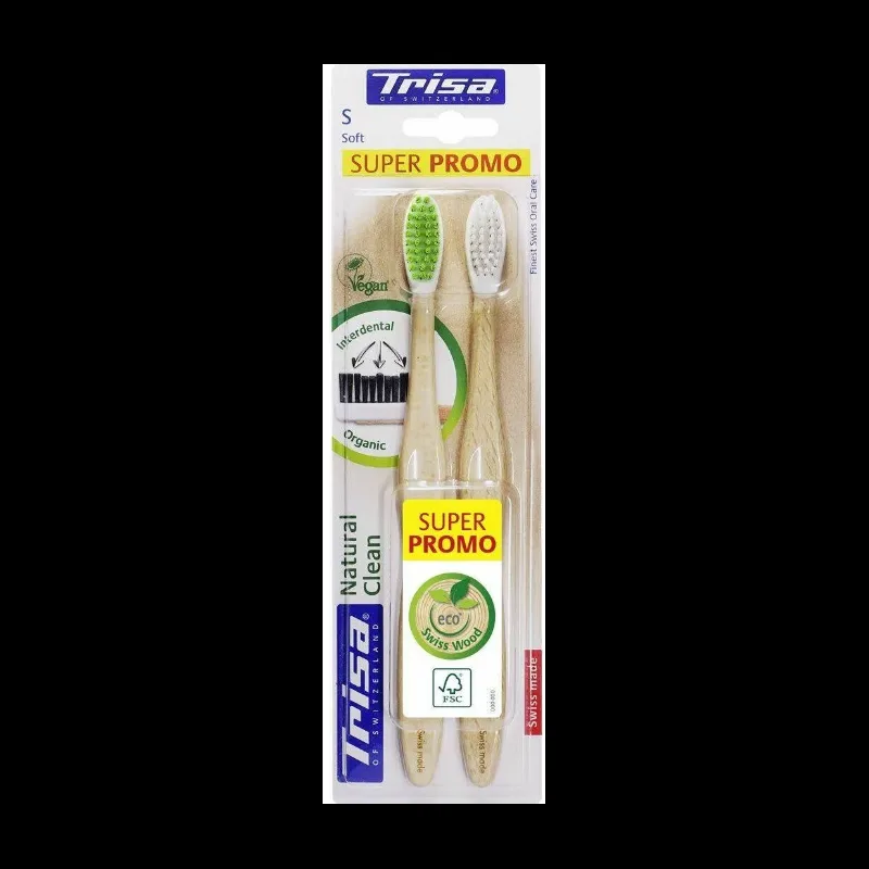 Periuta de dinti vegana Natural Clean Soft Duo, 2 bucati, Trisa — preț și oferte
