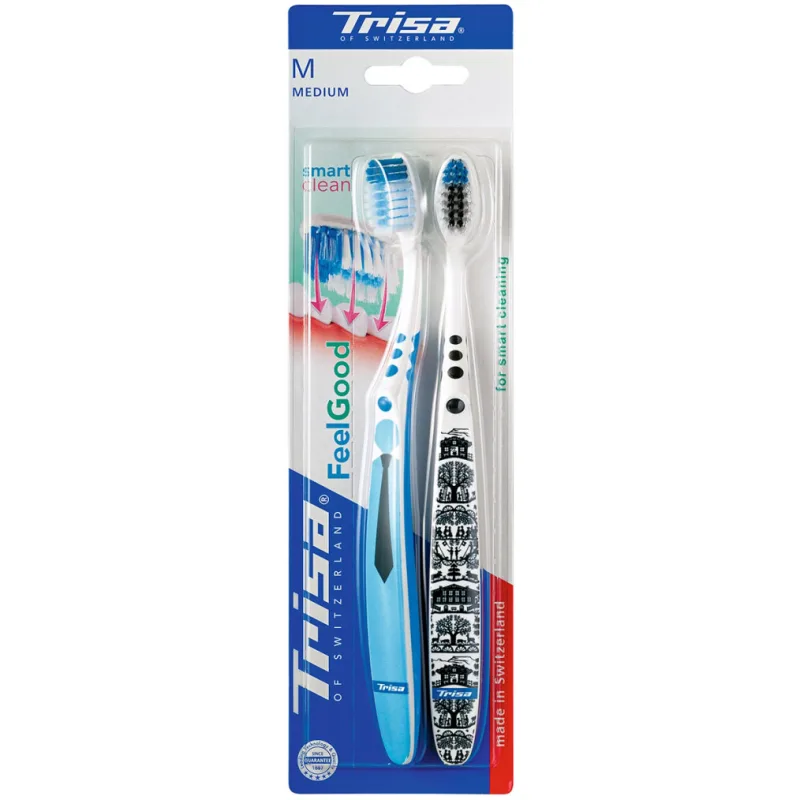 Periuta de dinti FeelGood Twin Pack Medium, 2 bucati, Trisa — preț și oferte