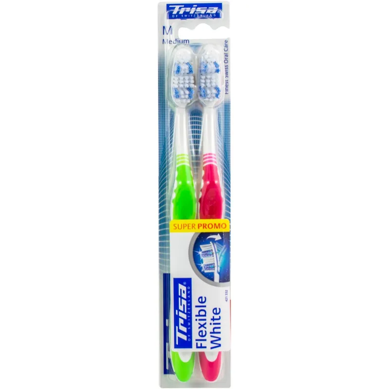 Periuta de dinti Flexible White Duo Medium, 2 bucati, Trisa — preț și oferte