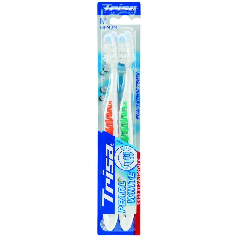 Periuta de dinti Pearl White Duo Medium, 2 bucati, Trisa — preț și oferte