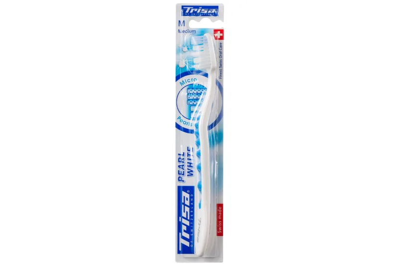 Periuta de dinti Pearl White Medium, 1 bucata, Trisa — preț și oferte