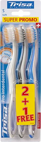 Pachet Periute de dinti Pro Interdental Promo Soft 2+1 Gratuit, 3 periute, Trisa — preț și oferte