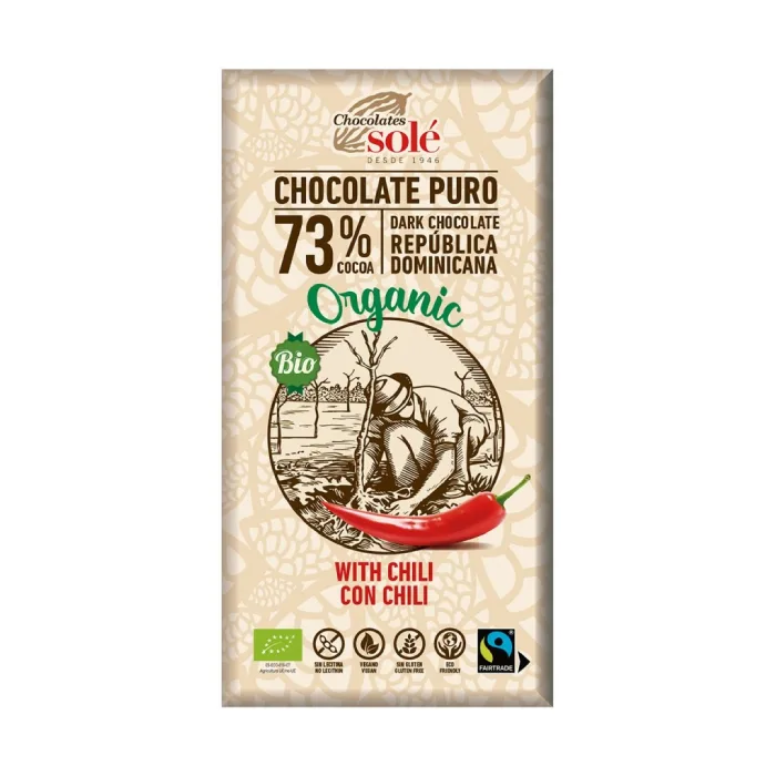 Ciocolata neagra bio cu chilli, 100 g, Chocolates Sole — preț și oferte