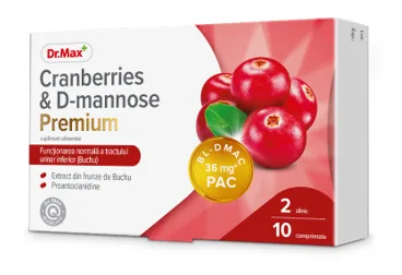 Dr. Max Cranberries & D-mannose Premium, 10 comprimate — preț și oferte