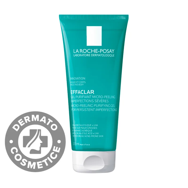 Gel de curatare micro-exfoliant fata si corp ten gras cu tendinta acneica Effaclar, 200ml, La Roche-Posay — preț și oferte