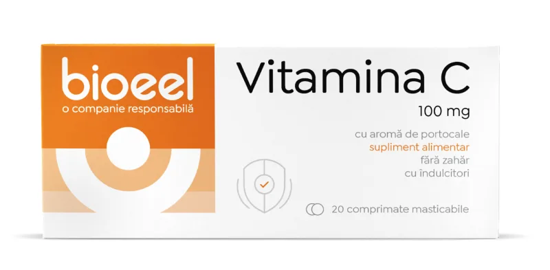 Vitamina C 100mg cu aroma de portocale, 20 comprimate, Bioeel — preț și oferte