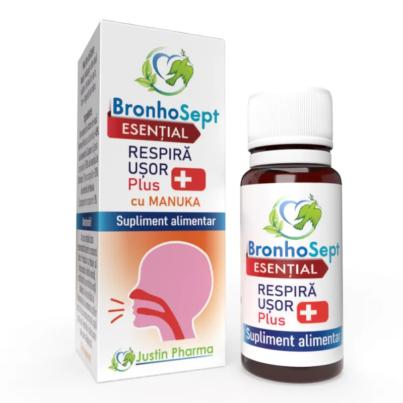 BronhoSept Respira usor Plus, uz intern, 10 ml, Justin Pharma — preț și oferte