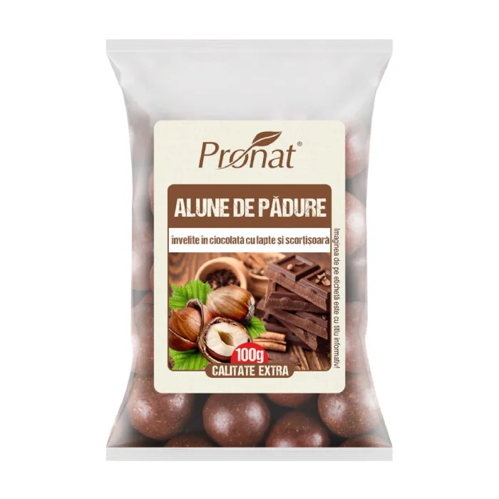Alune de padure invelite in ciocolata cu lapte si scortisoara, 100g, Pronat — preț și oferte