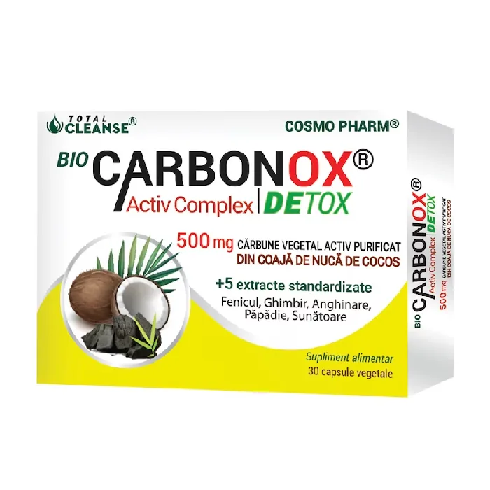 Bio Carbonox Activ Complex Detox 500mg, 30 capsule, Cosmo Pharm — preț și oferte