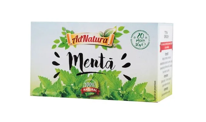 Ceai de menta frunze, 20 plicuri, AdNatura — preț și oferte