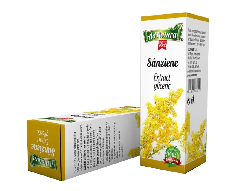 Extract gliceric de sanziene cu flori galbene, 50ml, AdNatura — preț și oferte