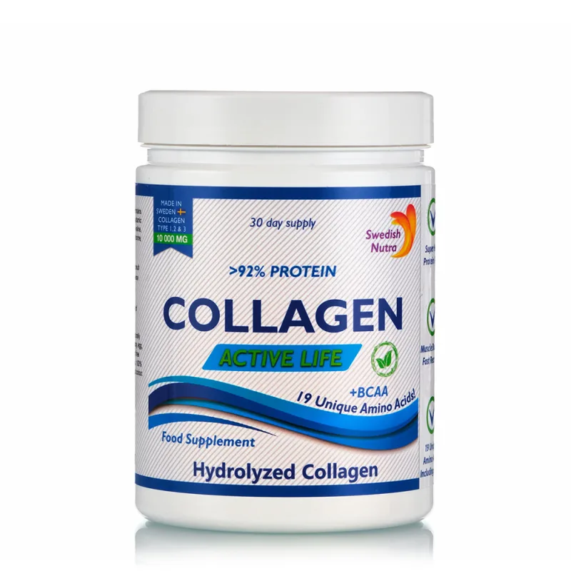 Collagen pulbere Active Life 10000mg, 300g, Swedish Nutra — preț și oferte