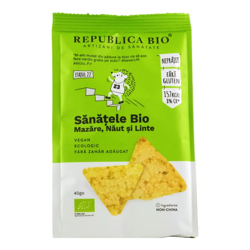 Sanatele bio cu mazare, naut si linte fara gluten, 40g, Republica Bio — preț și oferte