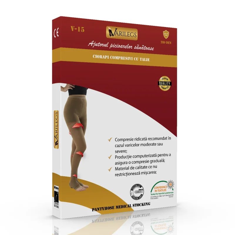 Ciorapi compresivi tip dres 280 deni 22-27 MmHg V-15 S, 1 bucata, Varilegs — preț și oferte
