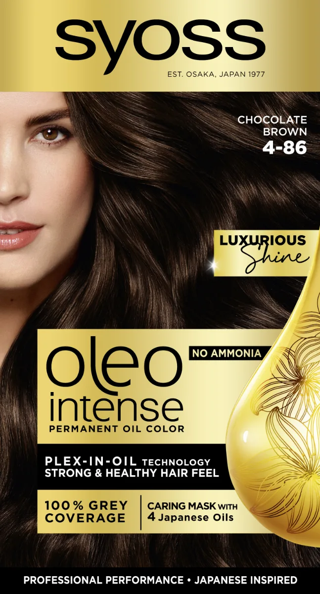 Vopsea de par fara amoniac Color Oleo 4-86 saten ciocolatiu, 115ml, Syoss — preț și oferte
