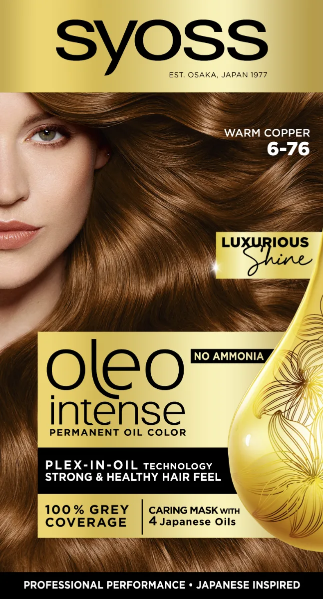 Vopsea de par fara amoniac Color Oleo 6-76 aramiu cald, 115ml, Syoss — preț și oferte
