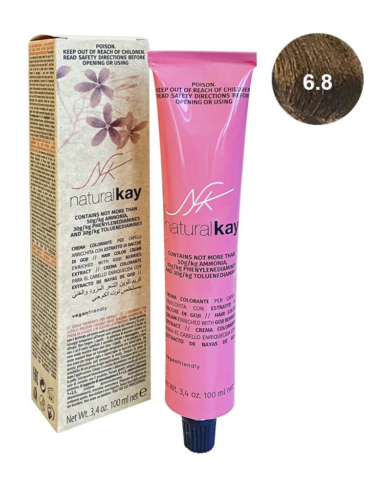 Vopsea vegana 6.8 Hazelnut Dark Blonde, 100ml, Natural Kay — preț și oferte