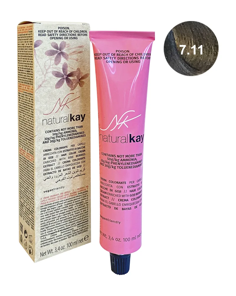 Vopsea vegana 7.11 Intense ASH Blonde, 100ml, Natural Kay — preț și oferte