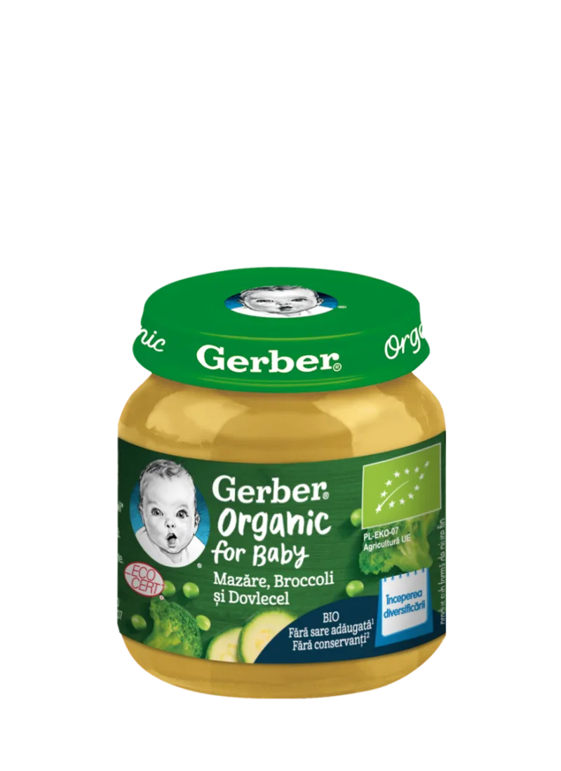 Mazare cu brocoli si dovlecel +4 luni, 125g, Gerber — preț și oferte