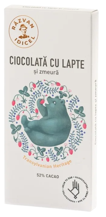 Ciocolata 54% cacao cu lapte si zmeura, 80g, Razvan Idicel — preț și oferte