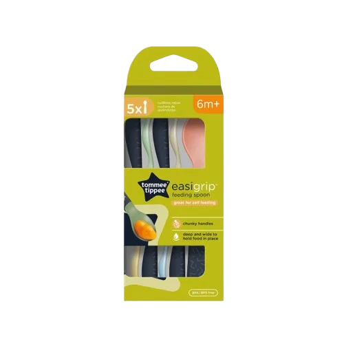 Set lingurite ergonomice multicolor +6 luni, 5 bucati, Tommee Tippee — preț și oferte