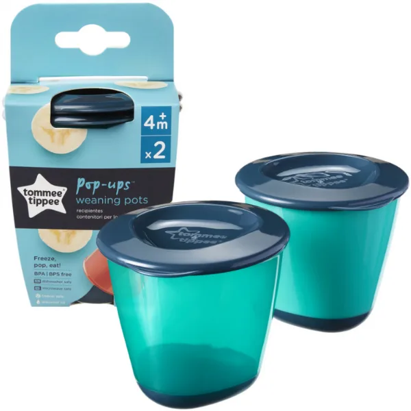 Recipiente de stocare hrana cu capac Verde/Negru +4 luni, 2 bucati, Tommee Tippee — preț și oferte
