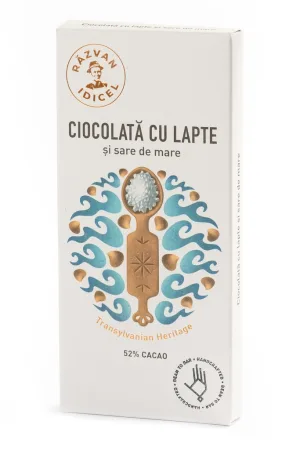 Ciocolata 54% cacao cu lapte si sare de mare, 80g, Razvan Idicel