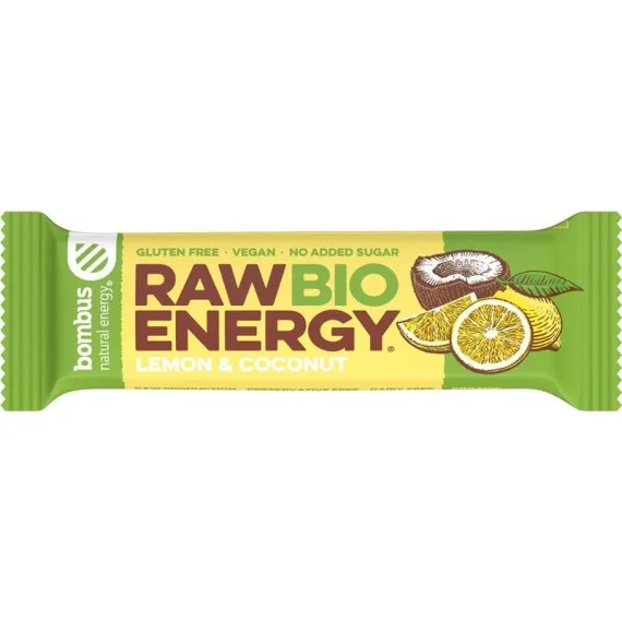 Baton energizant bio cu lamaie si nuca de cocos Raw Energy, 50g, Bombus — preț și oferte