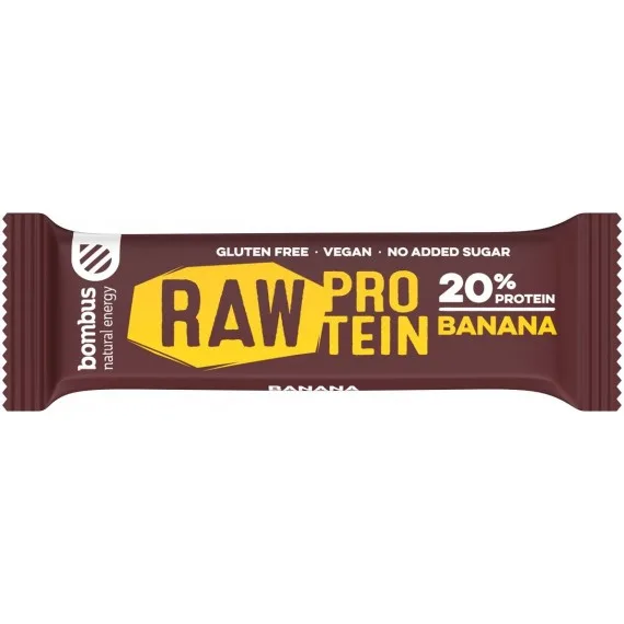 Baton proteic cu banane 20% proteine Raw Protein, 50g, Bombus — preț și oferte