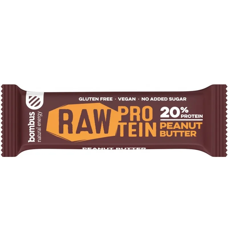 Baton proteic cu unt de arahide 20% proteine Raw Protein, 50g, Bombus — preț și oferte