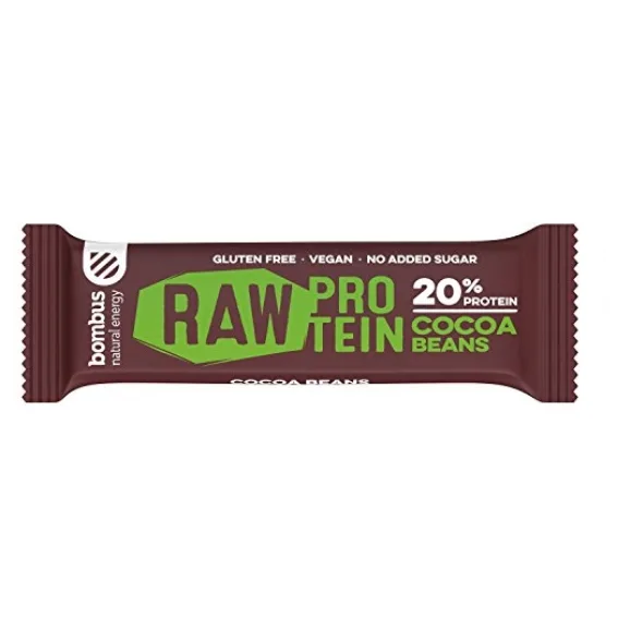 Baton proteic cu boabe de cacao 20% proteine Raw Protein, 50g, Bombus — preț și oferte