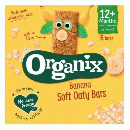 Batoane Bio din ovaz integral cu banane +12 luni, 6x23g, Organix — preț și oferte
