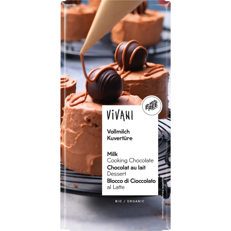 Ciocolata cuvertura cu lapte integral, 200g, Vivani — preț și oferte