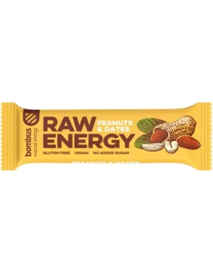 Baton proteic cu arahide si curmale, 50g, Raw Energy, Bombus