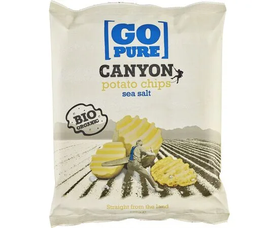 Chips-uri din cartofi bio cu sare de mare Canyon, 125g, Go Pure — preț și oferte