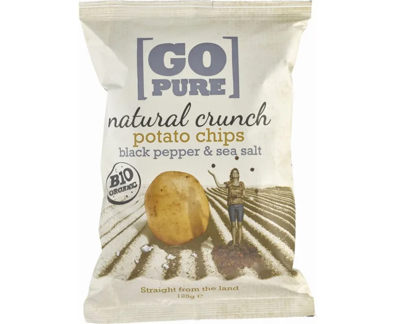 Chipsuri de cartofi cu sare si piper coapte manual fara gluten Bio, 125g, Go Pure — preț și oferte