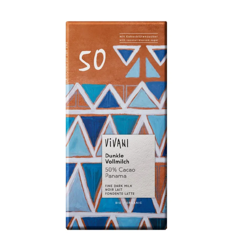 Ciocolata cu 50% cacao si lapte integral, 80g, Vivani — preț și oferte
