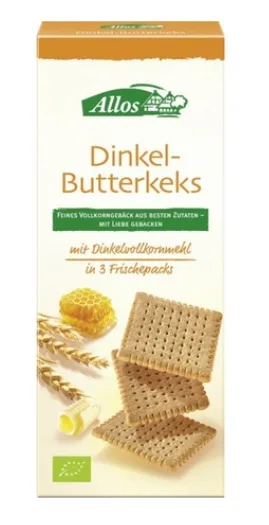Biscuiti din spelta cu unt si miere Bio, 150g, Allos — preț și oferte