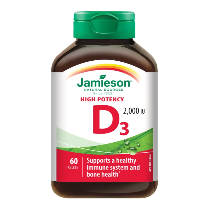 Vitamina D3 50 mcg 2000UI, 60 tablete, Jamieson — preț și oferte