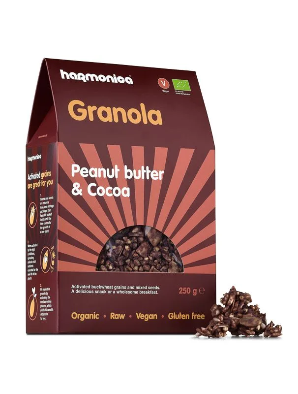 Granola cu pasta de arahide si cacao Bio, 250g, Harmonica — preț și oferte