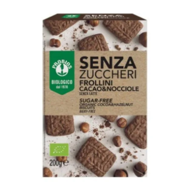 Biscuiti fara zahar cu cacao si alune, 200g, Probios — preț și oferte