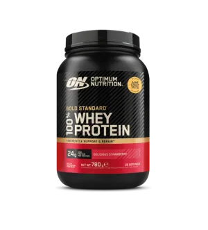 Pudra proteica proteine din zer  Gold Standard 100% Whey Capsuni, 780g, Optimum Nutrition